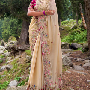 Sari indio de seda pura de Chinon con blusa elegante, ropa tradicional exclusiva para fiesta, boda, Festival, Ropa Étnica, último diseño - Product Image 1