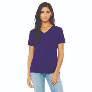 Camiseta suave con cuello en V para mujer, ropa de calle de algodón 100 por ciento, transpirable, ligera, de secado rápido, con estampado de logotipo personalizado - Product Image 1