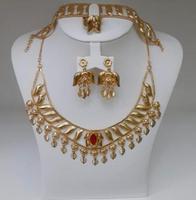 Parure de bijoux classique plaquée or 24 carats pour femme, style vintage, collier et boucles d'oreilles Comores Mayotte, fabriquée en Allemagne, États-Unis, France, en alliage