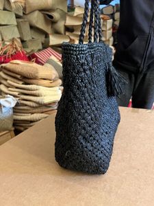 Ladies Trendy Crochet <b>Raffia</b> Handbag Open Closure Two Handles Cotton Lining Foldable Fashion Oversized Beach Travel <b>Bag</b> - Product Image 4