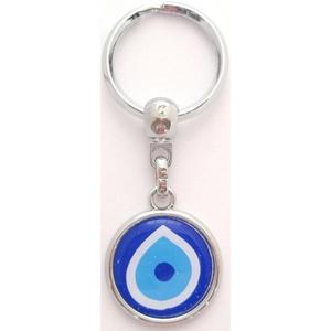 Porte-clés en métal avec œil maléfique de 25 mm, porte-clés de 3 x 9 cm avec motif œil maléfique - Product Image 1