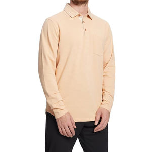 Polo à manches longues pour homme personnalisé 2025, en coton compressé, uni, décontracté, imprimé, grande taille, polo à manches courtes ou longues - Product Image 1