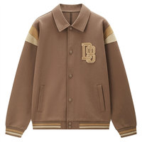 DANISH IMPEX Blouson universitaire marron pour homme, écologique, réversible, chauffant, style preppy, avec logo brodé, col montant, coupe classique
