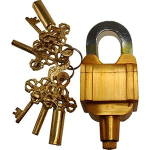 Cerradura de latón funcional con llaves, cerradura de trabajo hecha de latón - Product Image 1