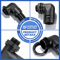 Hongjin AD10-PG7 High Toughness PA66 Right Angle Conduit Connector IP69 Dustproof 90 Elbow M25 Thread Quick Insert Corrugated