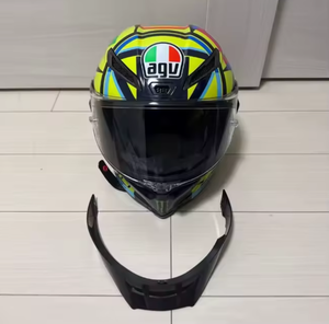 Casque intégral en fibre de carbone Pista GP RR Rossi, certifié Snell, bleu et jaune - Product Image 1