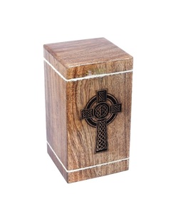 Hardwood Cremation <b>Urns</b> for Human Ashes Adult <b>Large</b> - Wooden Burial <b>Urn</b> for Columbarium Box Celtic Cross 250 Cubic Inches - Product Image 3
