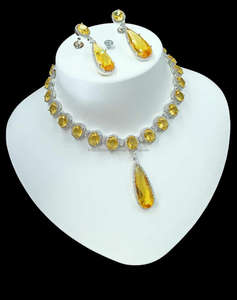 Classic American Diamond <b>Bridal</b> <b>Jewelry</b> <b>Set</b> Two-Piece Necklace and Earrings for Wedding Fashionable Classic Style - Product Image 1