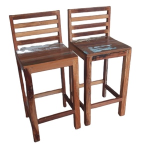 Vieux tabouret de hauteur de bar en bois massif récupéré artisanal rustique Vintage Chic Design inde bois de bateau recyclé pour armoires de cuisine - Product Image 1