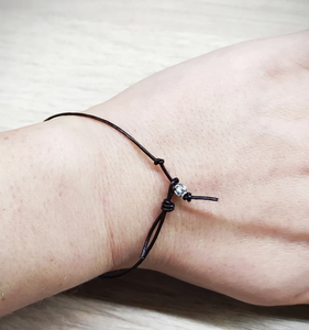 Black Leather Dainty Thin Cord Bracelet <b>Mens</b> Leather Cord Bracelet Adjustable Sliding Knot Surfer Wristband Gift <b>for</b> Women - Product Image 2