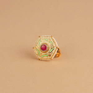 Latest Handmade Export Quality Gold Plated Antique Meenakari <b>Finger</b> <b>Ring</b> Classic Fashion <b>Rings</b> - Product Image 2