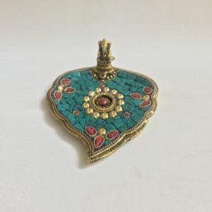 Porte-encens doré en métal de qualité supérieure, Design feuille de Ganesh (doré) - Product Image 2