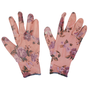 Guantes de trabajo de cuero dividido reforzados por el fabricante Guantes de jardinería de seguridad de caucho y poliéster con revestimiento de látex - Product Image 2