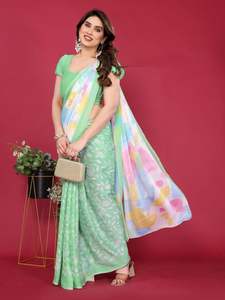 <b>Ethnic</b> Style Adult <b>Bandana</b> Floral Pattern Moss Chiffon Silk Saree Print Eco-Friendly Stretchable India Origin All Seasons - Product Image 3