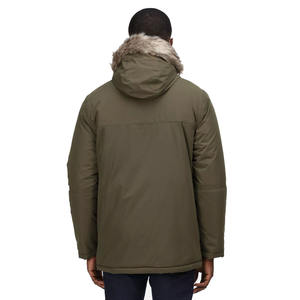 Latest 2023 Winter Arrival Men Olive Green <b>Padded</b> Parka <b>Jackets</b> With Faux Fur on <b>Hood</b> and Pockets on Front - Product Image 2