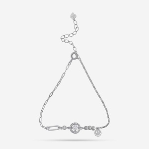 92.5 <b>Silver</b> <b>Bracelet</b> 191374 Rhodium & Gold Plated Ethnic Religious <b>Charm</b> with Face Key Pattern Featuring Diamond Zircon for Gift - Product Image 4
