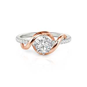 Anillo de Compromiso Jeulia Amore con Diamantes de Dos Tonos - Anillo de Moda Romántico Chapado en Oro - Product Image 1