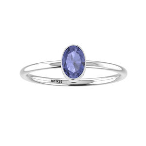 925 Sterling Silver Natural Tanzanite Gemstone Lunette Setting Handmade Designer Minimalist Gift For Her Stackable Ring Jewelry - Product Image 1