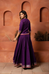 Purple Solid Anarkali Lehenga Set with <b>Cape</b> Style Dupatta Designer Ethnic Wear for Wedding Party Festive Traditional Indian wear - Product Image 5