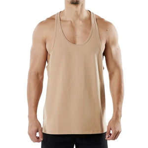 2025 hombres Top estilo sin mangas camiseta sin mangas hecha a medida transpirable Color sólido algodón y Spandex de talla grande camisetas sin mangas asequibles hombres - Product Image 3