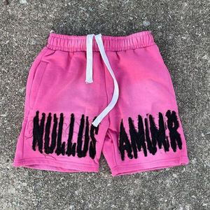 Écusson brodé personnalisé Logo Sun Fade Sweat Shorts Éponge française Jogging Vintage Broderie en détresse Short lavé à l'acide - Product Image 3