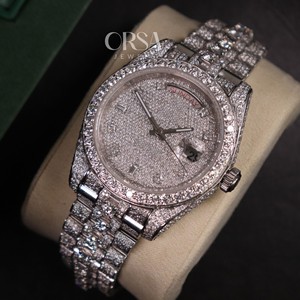 Reloj de diamantes Moissanite de lujo para hombre, reloj de rapero ostentoso personalizado con marcadores de hora de cara de diamante, joyería de moda - Product Image 1