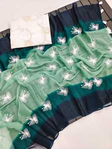 Saree en mousseline de soie Nora Pure Chinon pour femmes Type de vêtements indiens et pakistanais à faible taux - Product Image 2