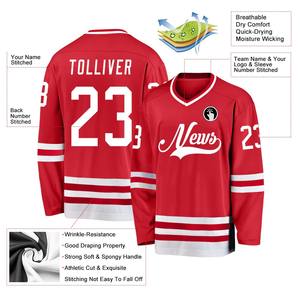 Maillot de hockey sur glace personnalisé noir et rouge sublimé, vente en gros, uniforme de hockey sur glace en polyester respirant, fabricant - Product Image 4