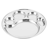 Plateau alimentaire classique en acier inoxydable écologique KING, lavable, 6 compartiments, avec assiettes à collation et à dîner