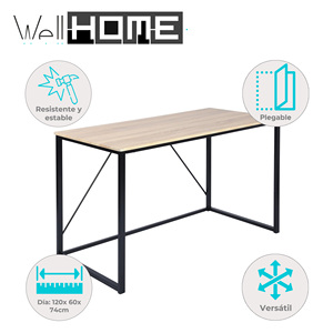 Escritorio para Computadora Well Home de Madera de Nogal y Roble 'Elmo' Negro, 120x60x74cm, Diseño Elegante - Product Image 2