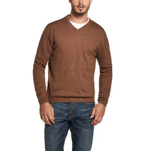 Maglione Vintage da Uomo Beige con Scollo a V, Resistente alle Intemperie, Lavorazione Invernale, Logo 3D, Decorazioni con Bottoni e Cappuccio, Tinta Unita, Taglia Piccola - Product Image 1