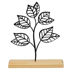 Sculpture de table en métal floral avec base en bois, accent décoratif artistique pour la maison ou le bureau, fabriqué à la main en Inde - Product Image 4