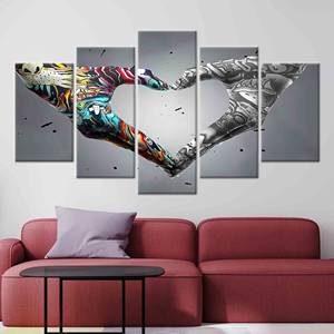 Impresión en Lienzo con Diseño de Graffiti Moderno - Decoración Vibrante para Pared, 5 Piezas: Enrollado en Lienzo - Product Image 1