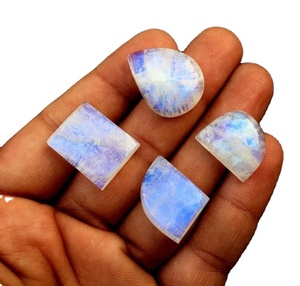 3 Piece Natural Rainbow <b>Moonstone</b> Cabochons Smooth Rectangle & Fancy Shape White Beads for Jewelry Making DIY - Product Image 1