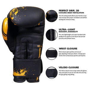 Nouvelle vente chaude gants de boxe crochet et boucle soutien du poignet gants de sparring en cuir véritable gants d'entraînement de marque personnalisés - Product Image 3