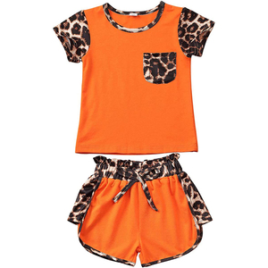 ชุดโยคะสำหรับเด็กผู้หญิงเสื้อยืดคอกลมและกางเกงขาสั้นสีทึบมีสองสีออกแบบใหม่ - Product Image 1