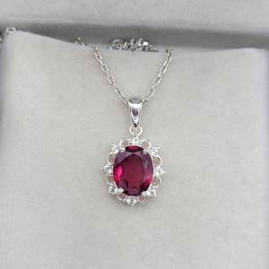 Rhodolite Garnet Cluster Pendant Necklace 925 Sterling Silver Children's Handmade Jewelry High Quality January Birthstone Gift - Product Image 1