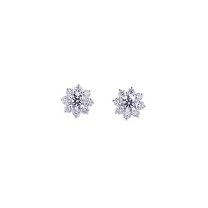 Pendientes de Diamantes Cultivados en Laboratorio con Forma de Copo de Nieve Radiante Invernal, 2.065 Ctw, Color D, Claridad VVS, Oro de 14K, Brillo Invernal Helado para Ella - Product Image 1