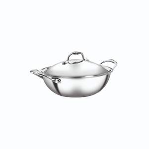 Kadhai ovale en acier inoxydable triple couche de qualité supérieure avec couvercle 22 cm Argent Pot de cuisson polyvalent Ustensiles de cuisine professionnels Cuisinière ovale - Product Image 6