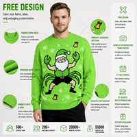 Herren Strickpullover 100% Baumwolle Weihnachtsmann Übergröße Großer und Langer Pullover Lustiger Hässlicher Weihnachtspullover Herren Winter-Oberteil