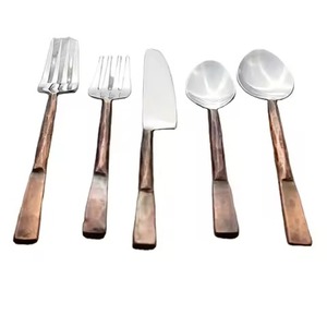 Ensemble de couverts en acier inoxydable rustique de haute qualité, unique, 5 pièces, cuisine, restaurant, maison - Product Image 1