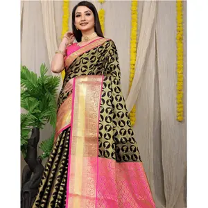 Hot Selling Fancy Trending Designer Party Wedd Wear Kanchipuram Handloom Weaving Silk Saree For Women Wholesale Online Shopping