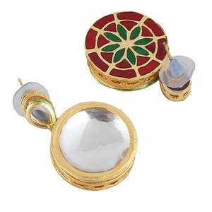 Ensemble de bijoux choker Kundan de style Bollywood classique, dernier cri, collier, boucles d'oreilles, aspect or, cristal, mariage, fiançailles - Product Image 4