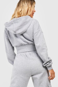 Fabricante OEM transpirable 100% algodón 2 piezas cremallera Sudadera con capucha Jogger conjunto de alta calidad Boxy fit Sudadera con capucha Jogger conjunto con logotipo personalizado - Product Image 3