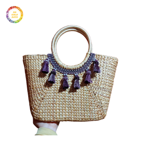 Bolsa de jacinto de agua tejida hecha a mano-Monedero hecho a mano de alta calidad para mujer, estilo ecológico a precio bajo de fábrica - Product Image 4