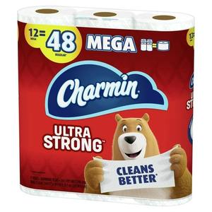 CharminUltra Strong <b>Toilet</b> Paper, 12 Super Mega <b>Rolls</b> - Product Image 1