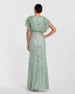 Patrón floral A-line vestido de noche vestido de baile largo sin mangas con cuello en V bordado con cuentas lentejuelas Material antiestático fiesta - Product Image 2