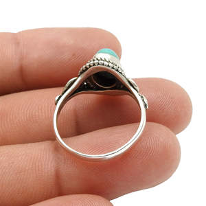 Bagues unisexes en argent sterling 925 avec pierre précieuse turquoise, bijoux tendance pour mariage, fête et anniversaire, bijoux bohèmes en pierre naturelle - Product Image 6