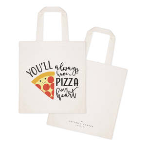 You Will Always Have Pizza My Heart Canvas Tote Bag 12oz Medium Cotton Canvas PVC Cartoon Letter Screen Daily Advertising - Product Image 2