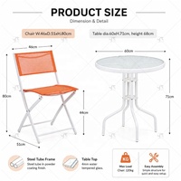 Chaises de jardin pliantes modernes pour restaurant, café, jardin, 2 chaises avec 1 table en verre
